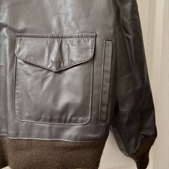 VTG 1980s Excelled USAF A-2 Military Flight Leather Jacket XL Brown Made In USA - Picture 4 of 13